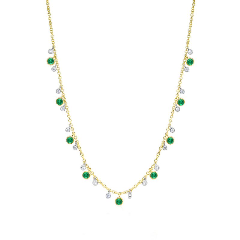Yellow Gold and Emerald Bezel Necklace