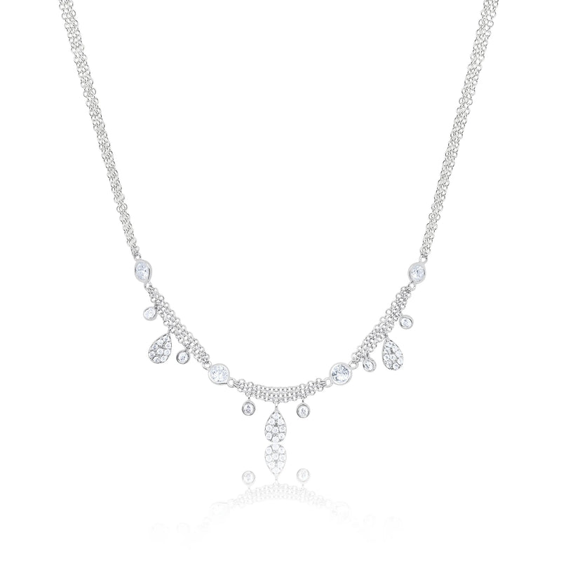 Diamond Bezel Layered Look Charm Necklace