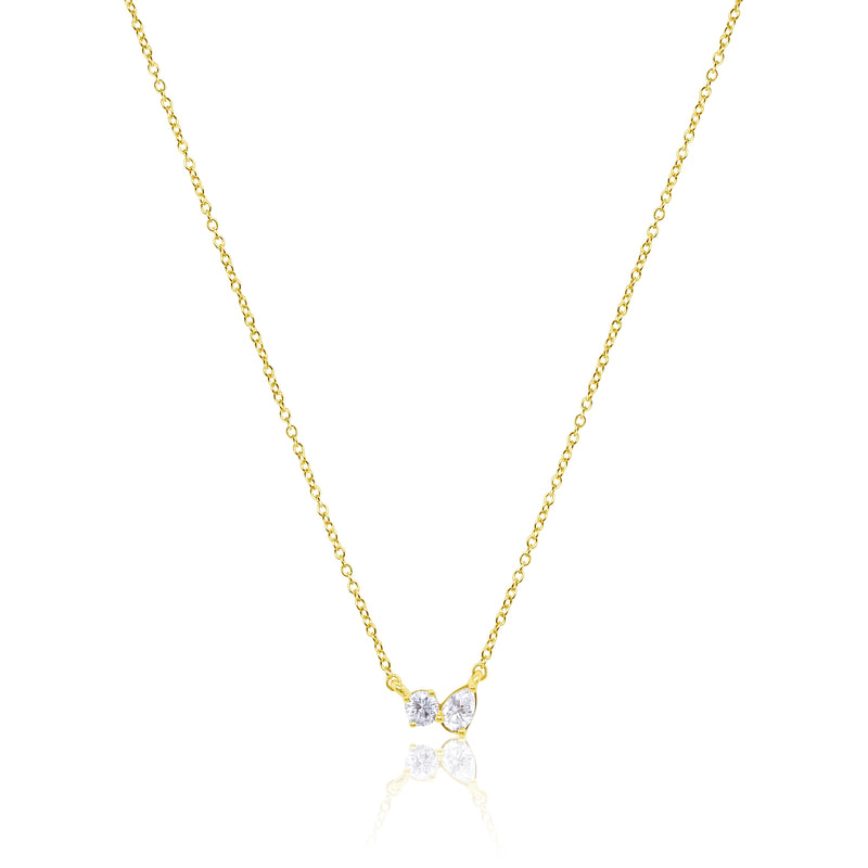 Yellow Gold Two Stone Necklace