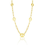 Mixed Link Paperclip Chain with 14kt Yellow Gold