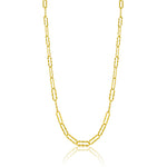 Oval Link Necklace in 14kt Gold with Ribbed Texture