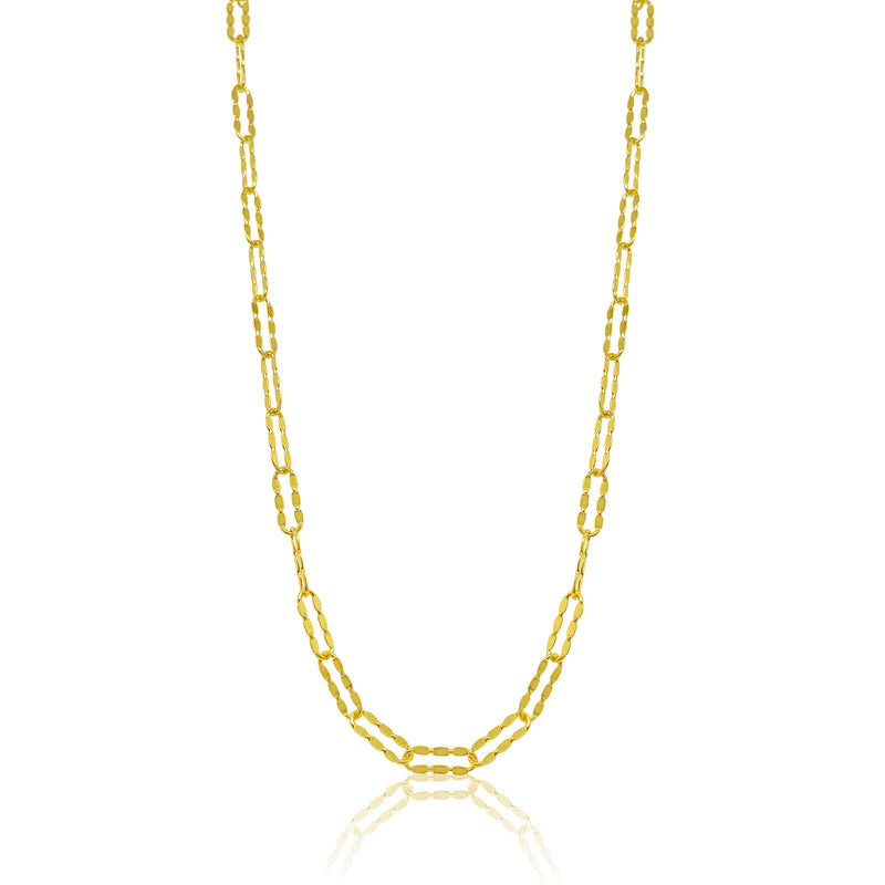 Oval Link Necklace in 14kt Gold with Ribbed Texture