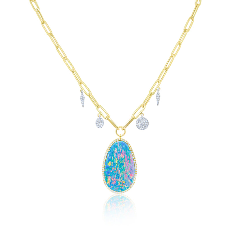 Yellow Gold Paperclip and Opal Necklace *ONLINE EXCLUSIVE*