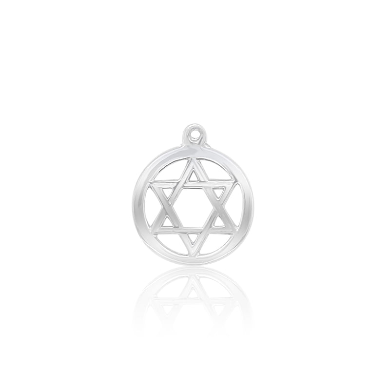 White Gold Jewish Star Charm