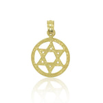 Jewish Star 14kt Yellow Gold Charm Disc