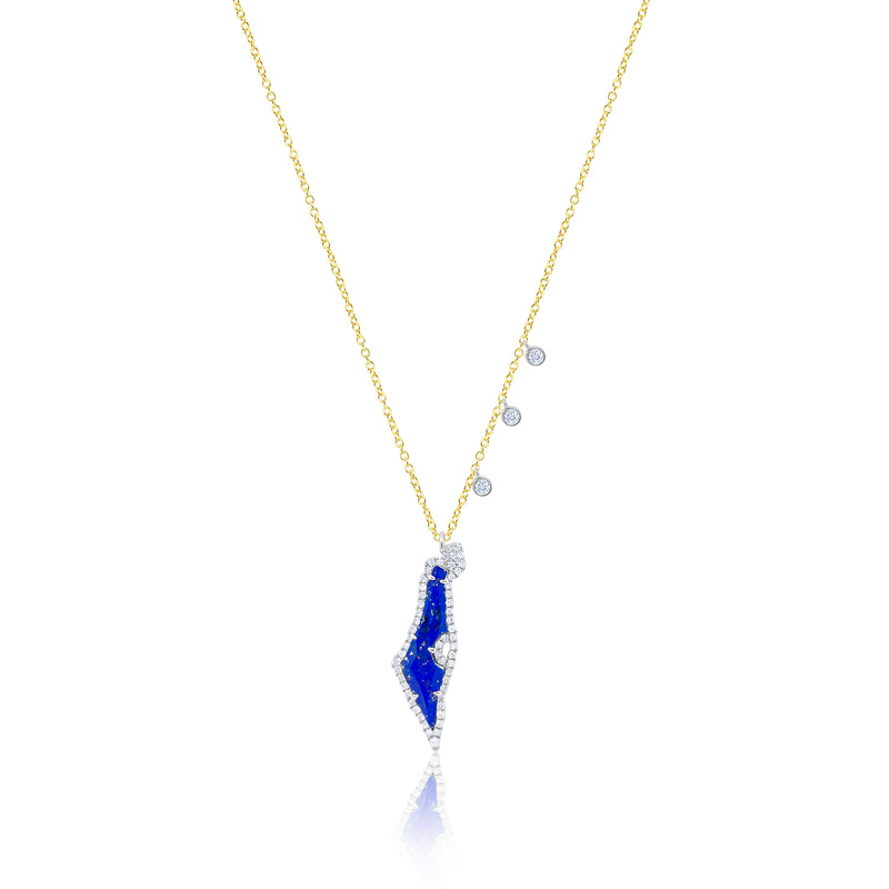 Yellow Gold Lapis Israel Necklace
