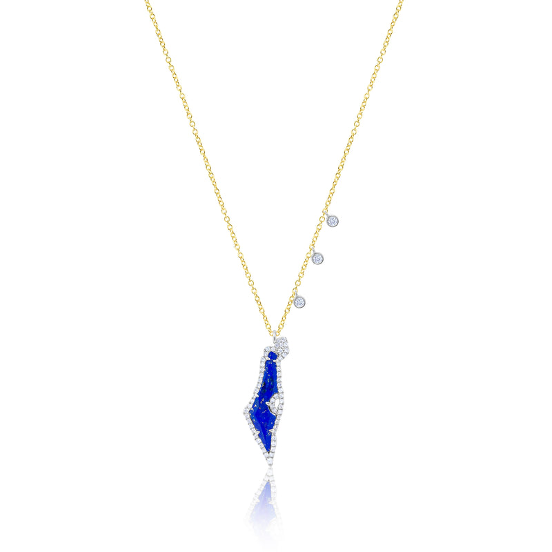 Yellow Gold Lapis Israel Necklace