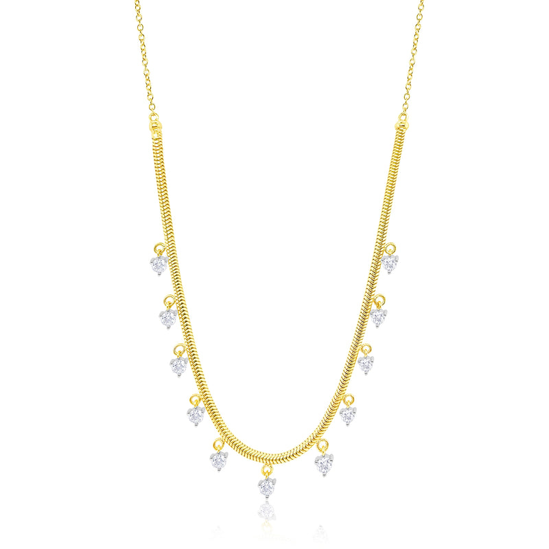 Yellow Gold and Diamond Snake Chain Necklace