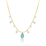 Blue Topaz Textured Chain Necklace