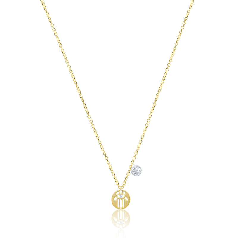 Hamsa and Diamond Disc Necklace (Online Exclusive)