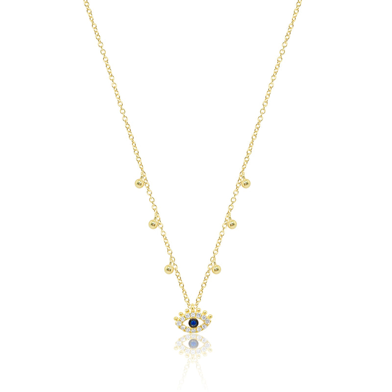 Yellow Gold Evil Eye Necklace