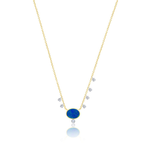 Yellow Gold Turquoise and Diamond Necklace