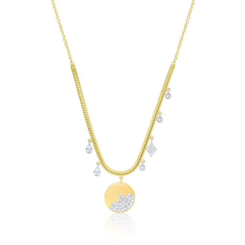 Diamond Disk Snake Chain Necklace