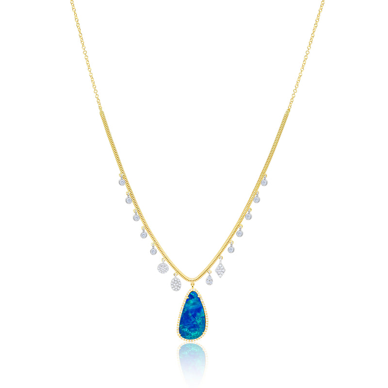 Yellow Gold Opal Snake Chain