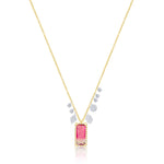 Yellow Gold and Diamond Watermelon Tourmaline Necklace