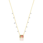 Yellow Gold and Diamond Watermelon Tourmaline Necklace