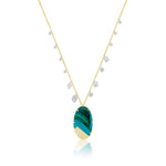 Yellow Gold Crysocola Diamond Charm Necklace