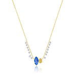 Blue Sapphire and Yellow Diamond Moi et Toi    Necklace