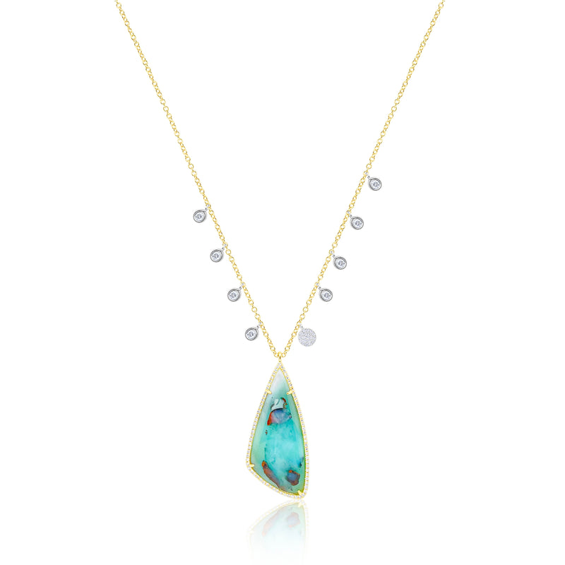 Yellow Gold Opalized Wood Necklace