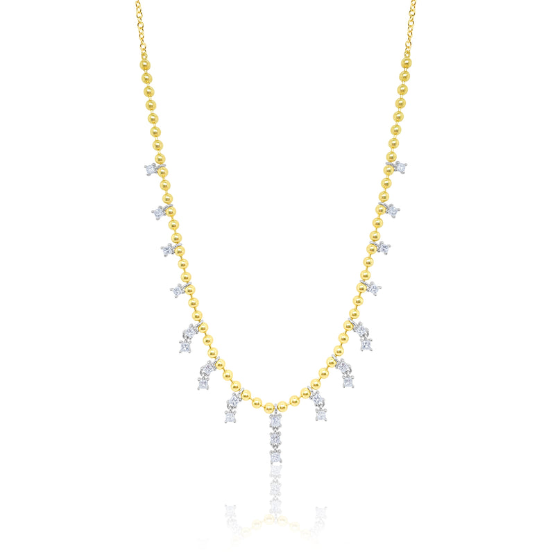 Ball Chain Diamond Fringe Necklace