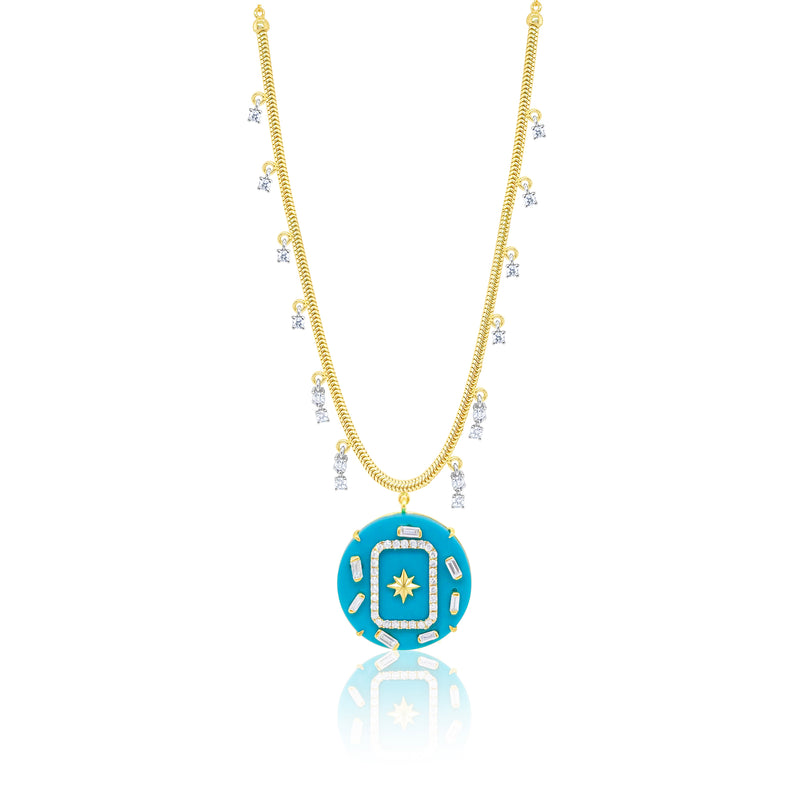 Turquoise Celestial Pendant Snake Chain Necklace