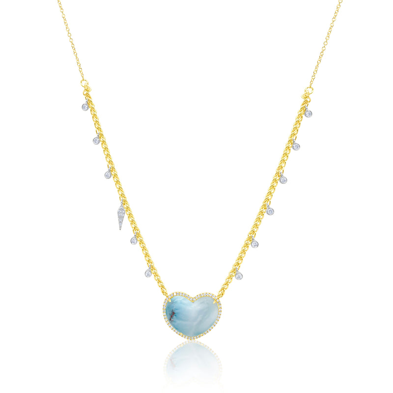 Larimar Heart Mesh Chain Necklace