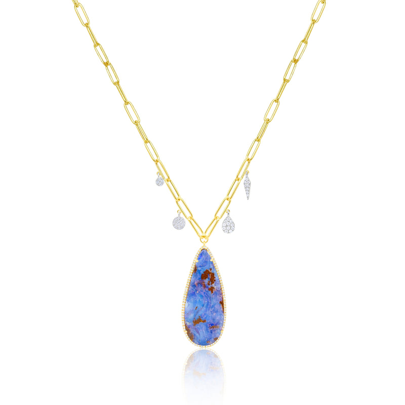 Opal Paperclip Necklace