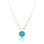 Yellow Gold Paperclip and Turquoise Medallion