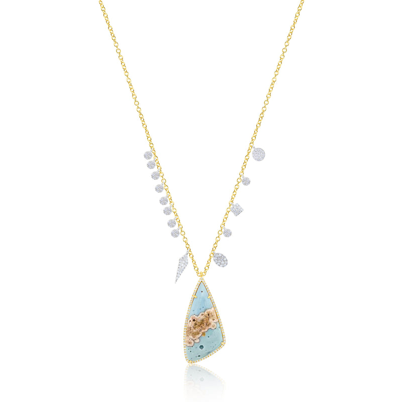 Leland Blue Slag Yellow Gold Diamond Necklace