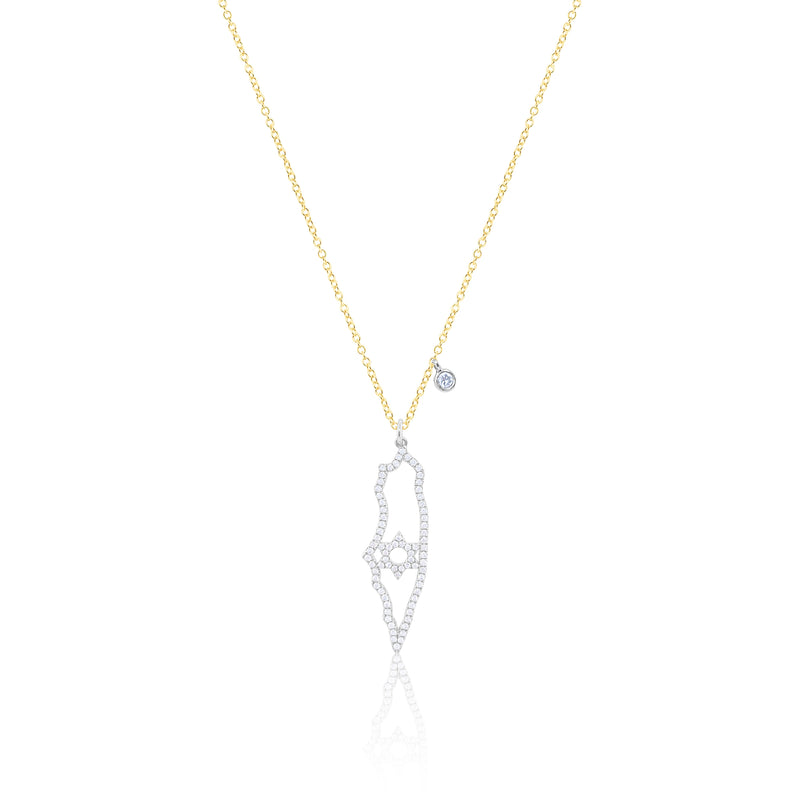 Yellow Gold Diamond Map of Israel