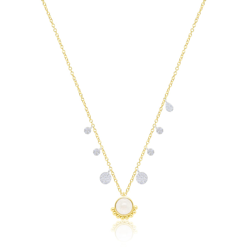 Moonstone Flower Charm Necklace