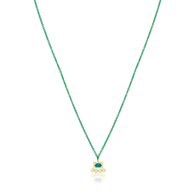 Electric Green Opal Diamond Necklace