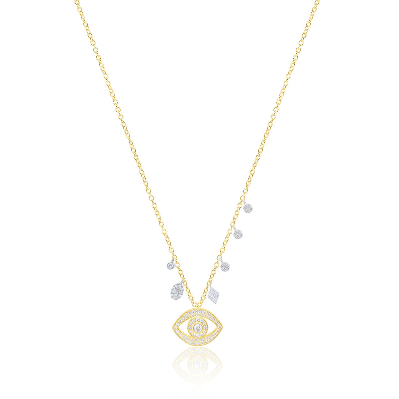 14kt Yellow Gold Diamond Evil Eye Necklace