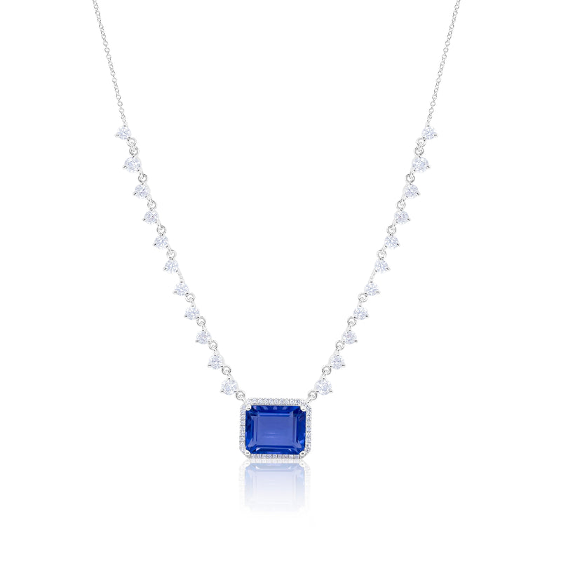 14kt White Gold Diamond Fluorite Necklace