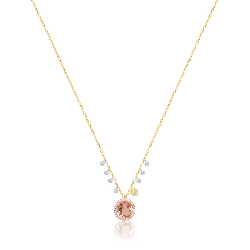 Yellow and Pink Gold Diamond and Morganite Necklace