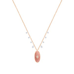Rose Gold Diamond and Pink Opal Starburst Necklace