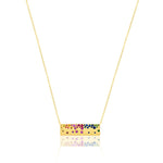 Yellow Gold Rainbow Bar Necklace