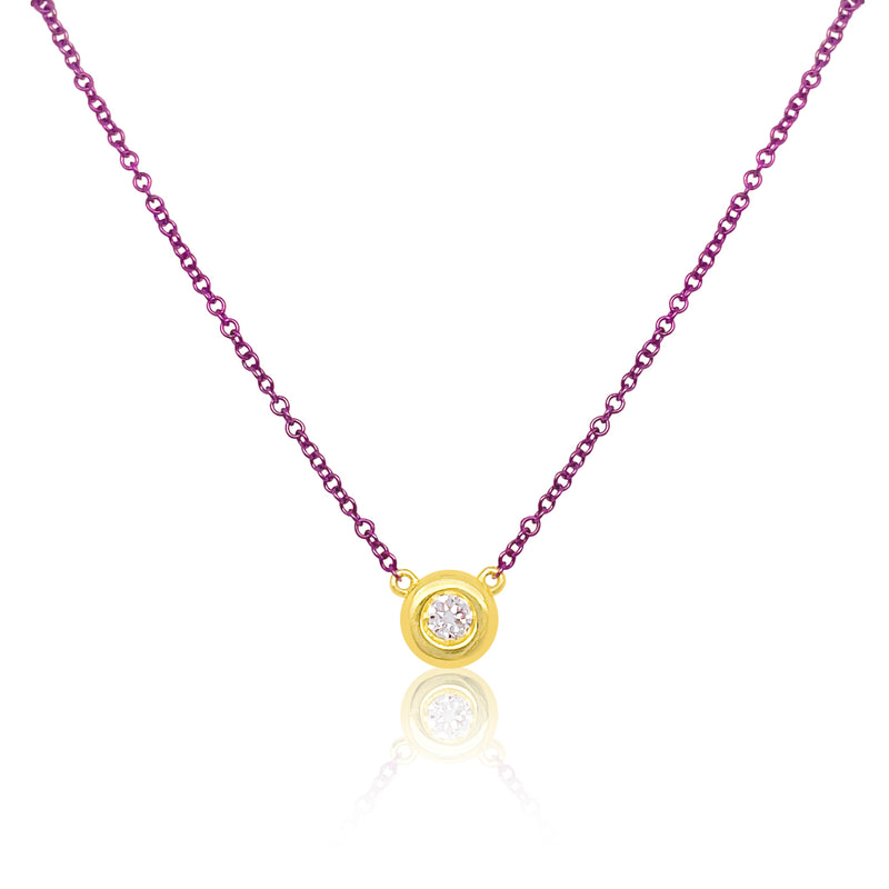 Yellow Gold Purple Prism Necklace with Diamond Center