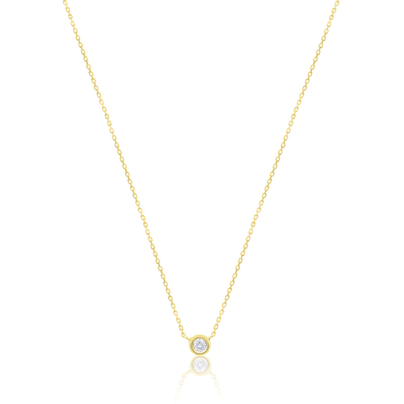 Yellow Gold Solitaire Diamond Necklace