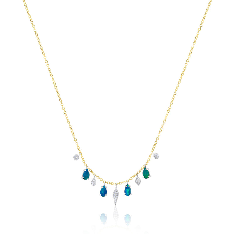 14kt Yellow Gold Opal and Diamond Charm Necklace