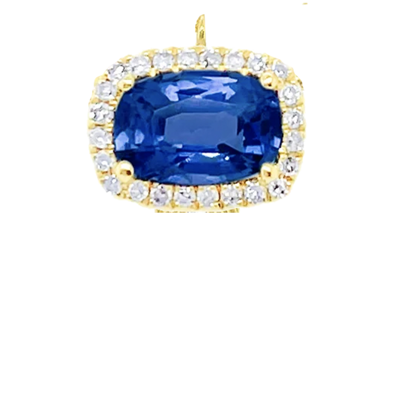 Blue Sapphire and Diamond Emerald Cut Charm