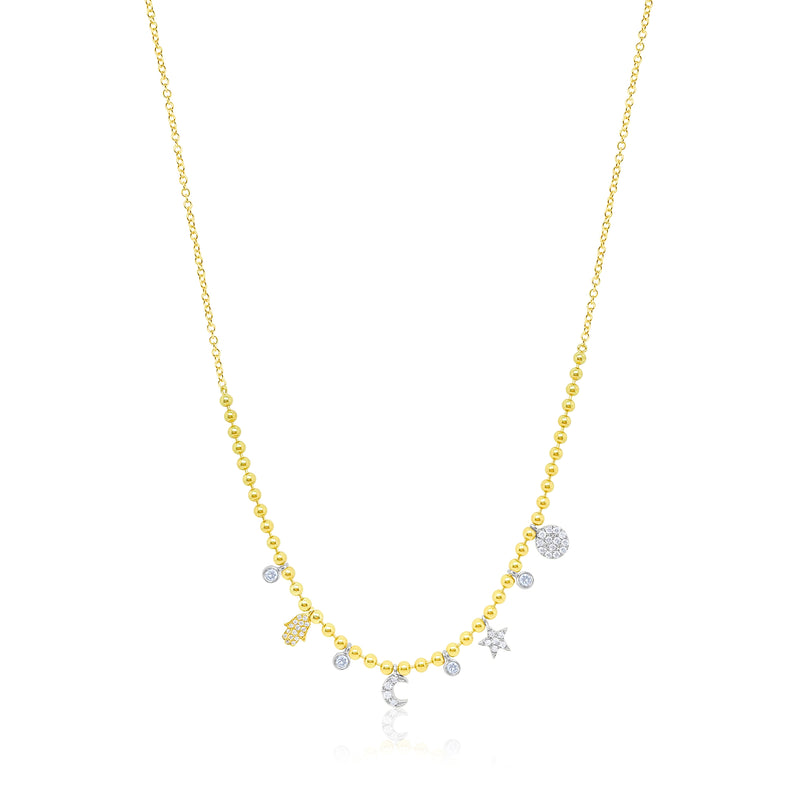 Yellow Gold Symbol Ball Chain Necklace