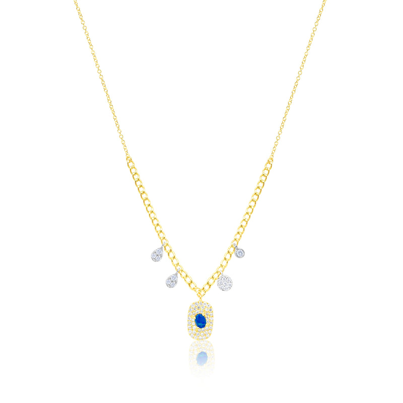 Yellow Gold Opal Diamond Necklace