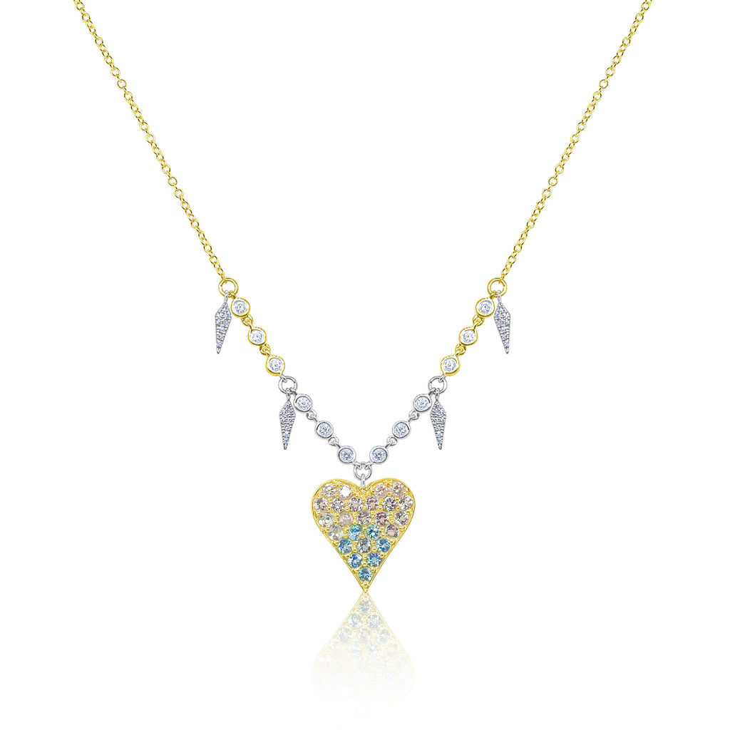 Bonheur　0108 ♡ Blue Topaz and Diamond Heart Necklace – Meira T Boutique
