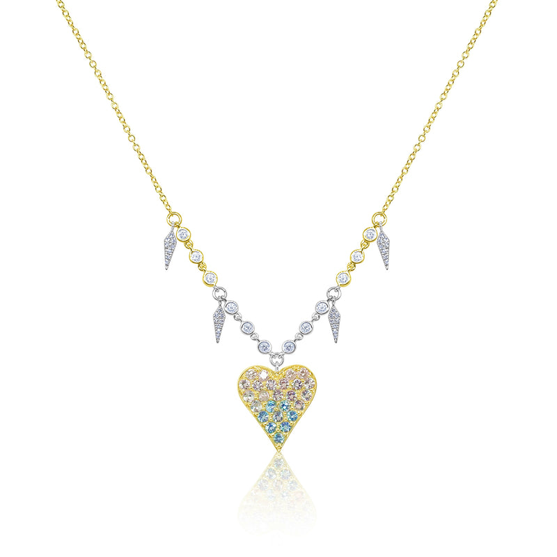Blue Topaz and Diamond Heart Necklace