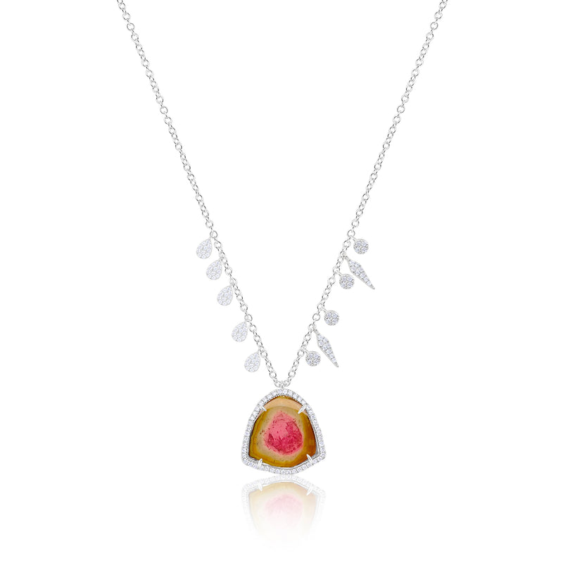Watermelon Tourmaline Diamond Necklace