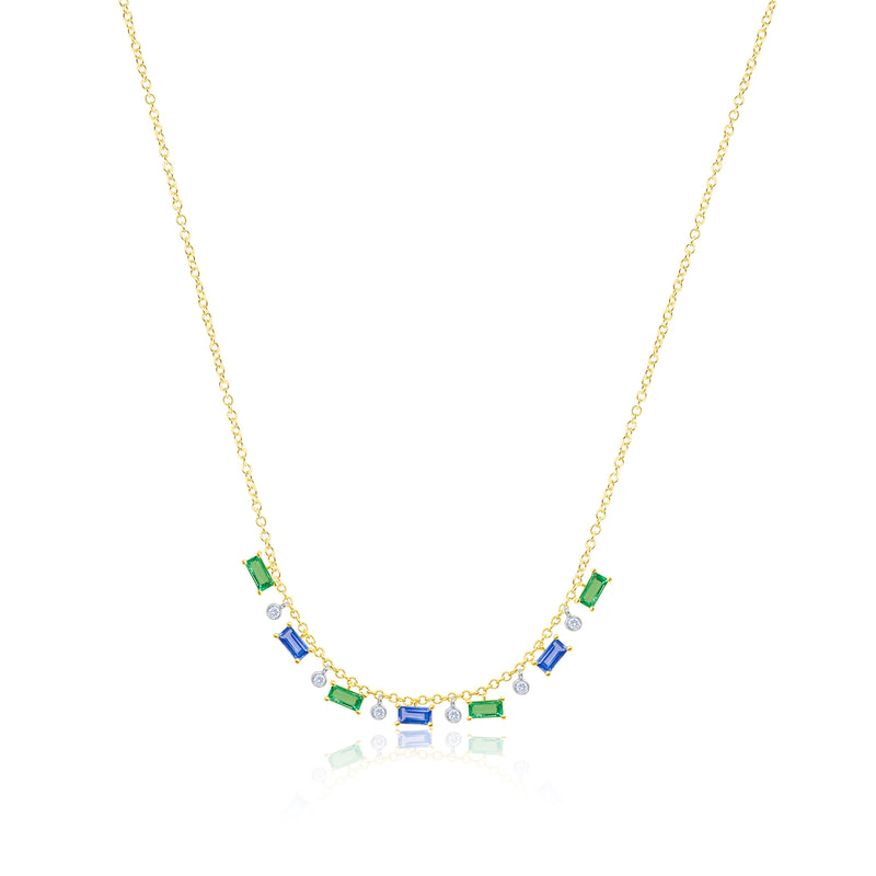 Emerald and Blue Sapphire Diamond Necklace