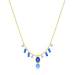 Drilled Blue Sapphire Fringe Necklace