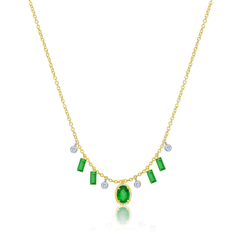 Drilled Emerald Fringe Necklace