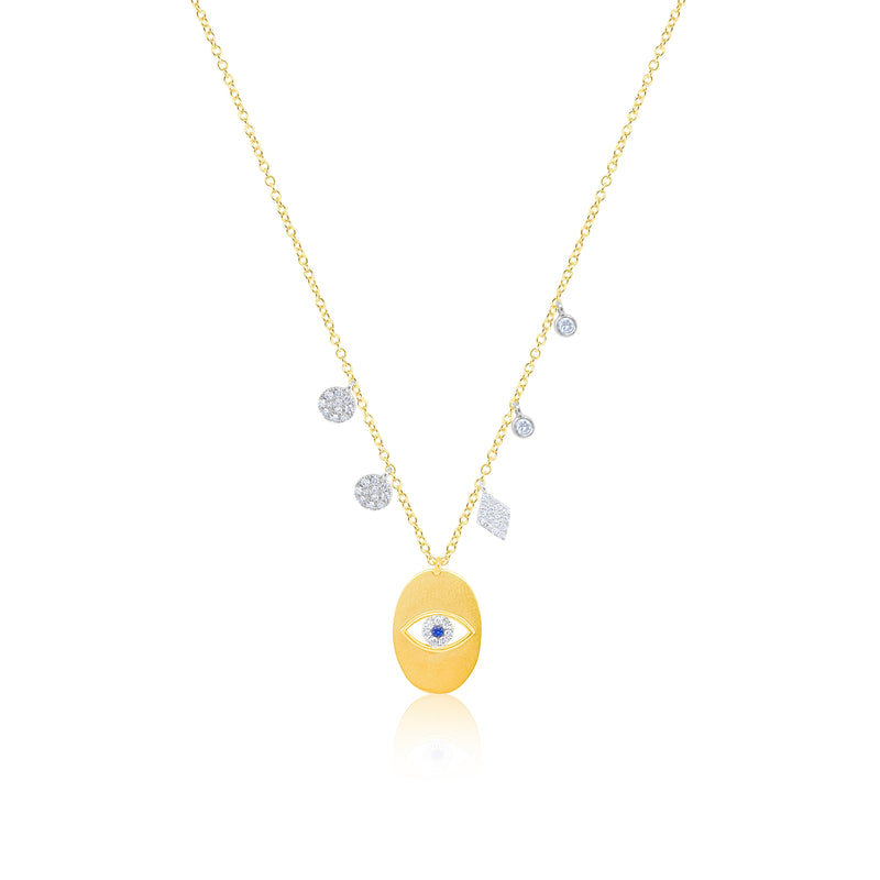 14kt Yellow Gold Evil Eye Diamond Necklace